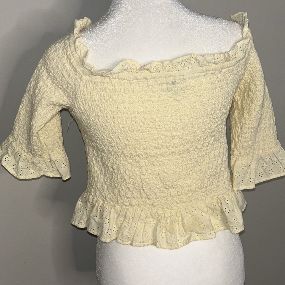 American Eagle 🦅 Outfitters Cropped Off The Shoulder Summer Top Size Medium - Picture 5 of 8